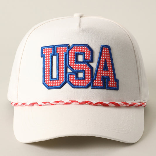 USA Patch Rope Trucker Hat - Red