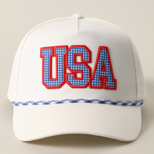 USA Patch Rope Trucker Hat - Royal Blue