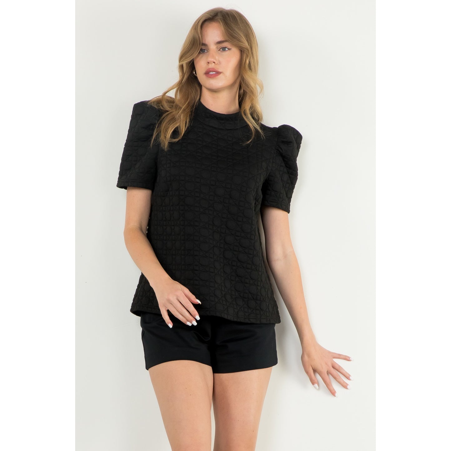 THML - Short Sleeve Textured Top - Black