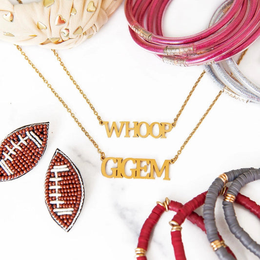 Texas Collegiate Nameplate Necklace - GIGEM