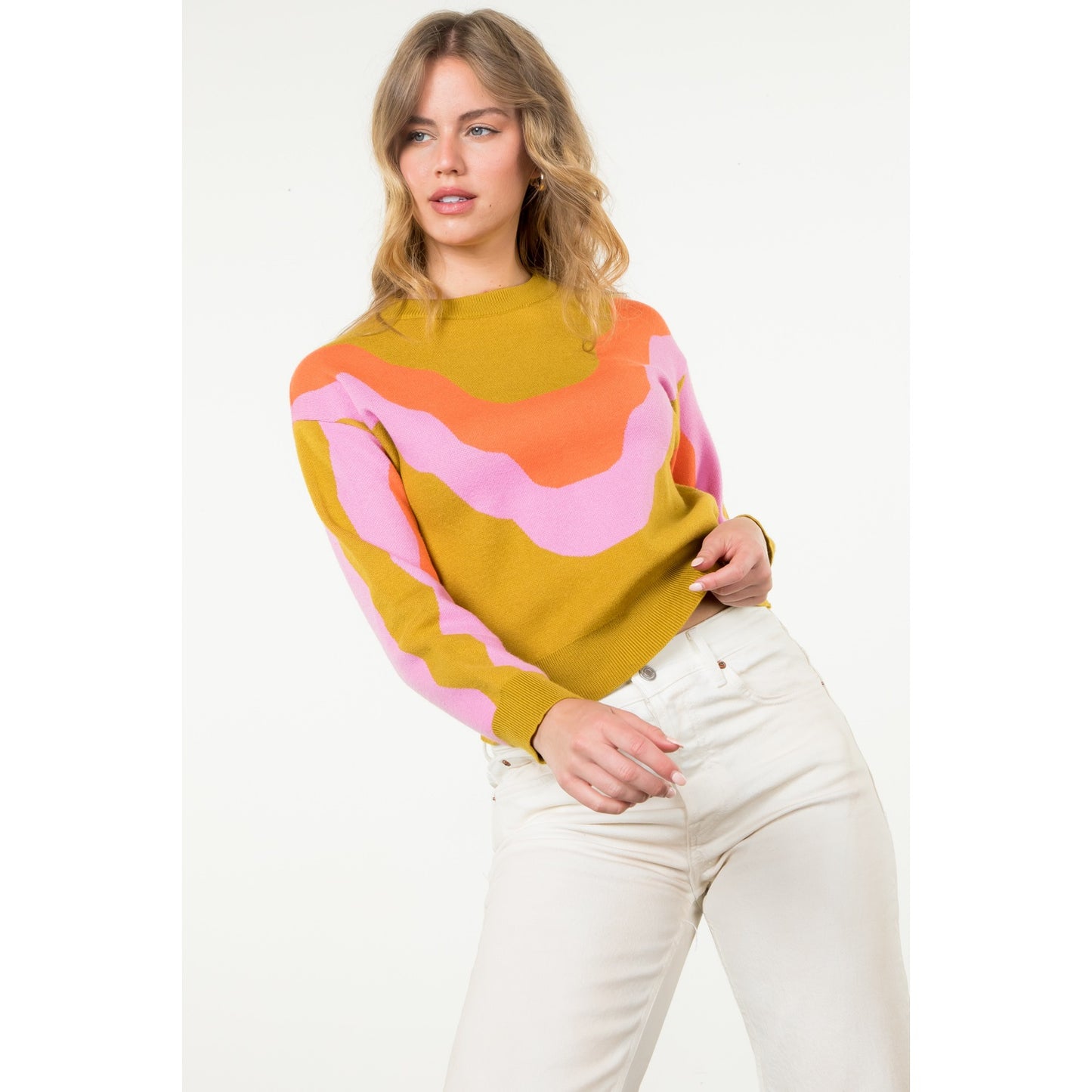 THML - Multi Color Knit Sweater - Mustard