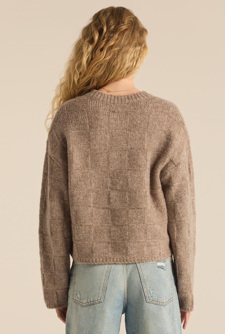 Z SUPPLY - Delilah Check Sweater - Light Oatmeal Heather