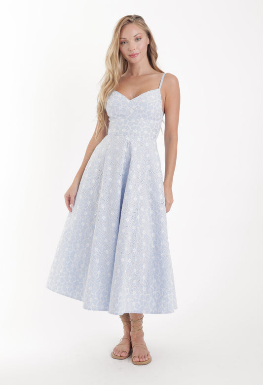 Auri Embroidered Dress - Embroidered Stripe