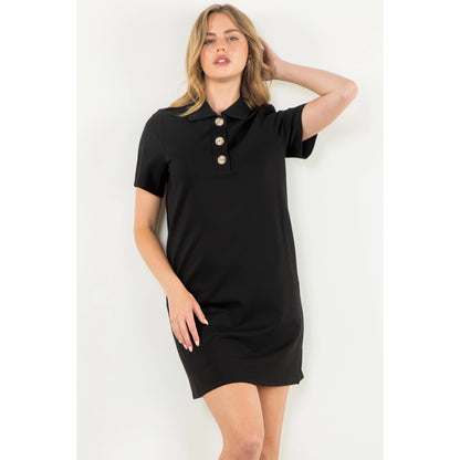 THML - Short Sleeve Midi Dress - Black