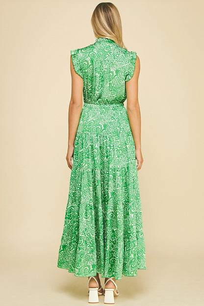 Paisley Print Maxi Dress - Green