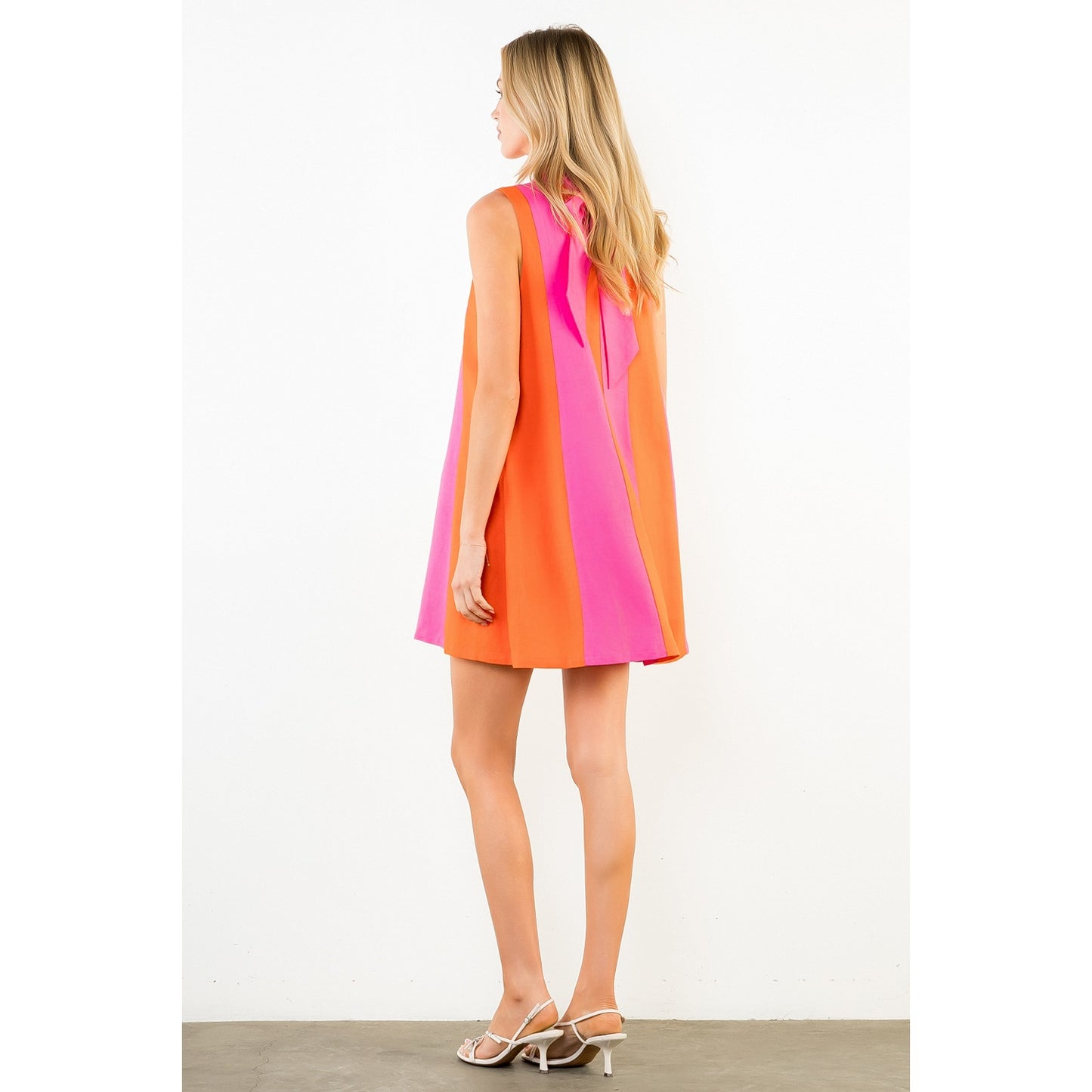 Sleeveless Colorblock Dress - Magenta