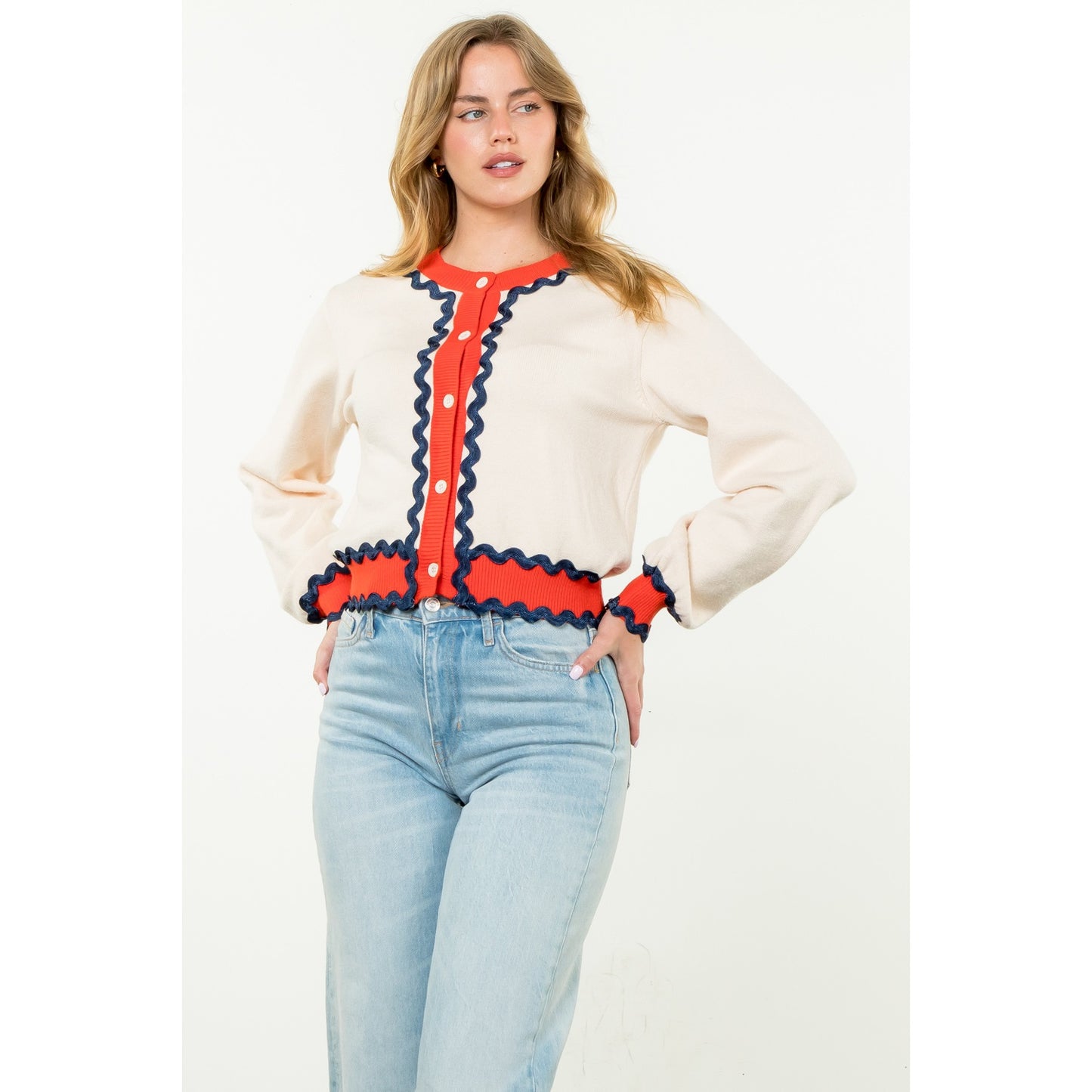 THML - Button Up Knit Cardigan - Cream