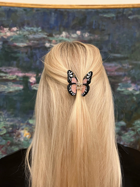 Hand-Painted Mini Monarch Butterfly Claw Hair Clip | Eco-Friendly | Pink