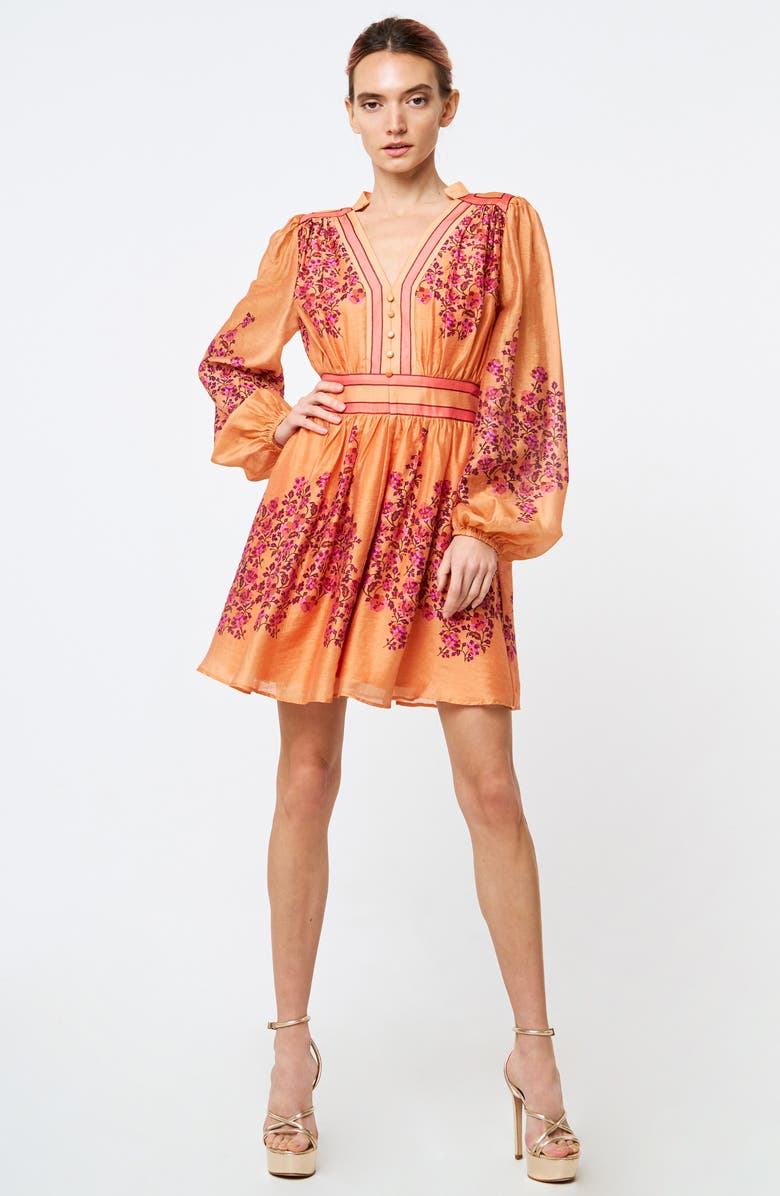 CIEBON - Leeana Engineered Floral Print Mini Dress - Coral Blush