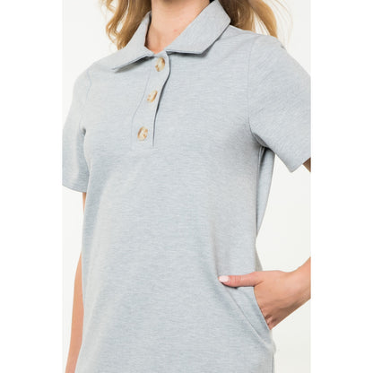 THML - Short Sleeve Midi Dress - Gray