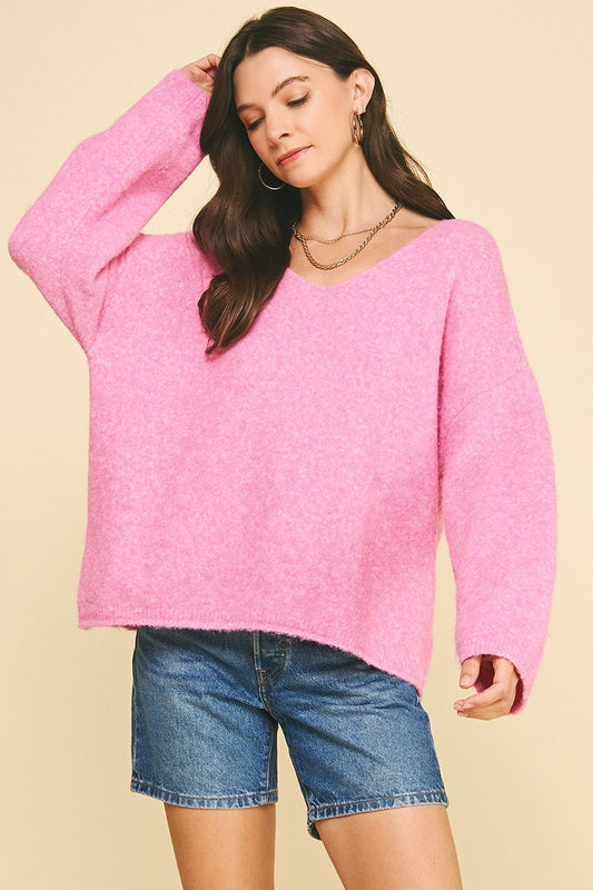 Soft Yarn Knit Sweater - Pink