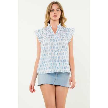 THML - Button Up Print Top - White