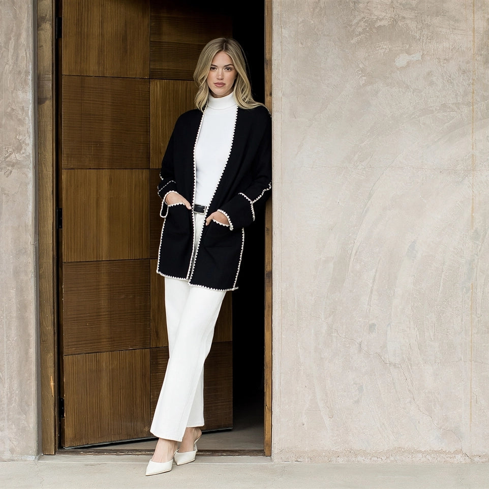 Long Sleeve Midi Cardigan - Black