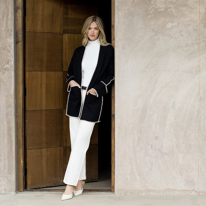 Long Sleeve Midi Cardigan - Black