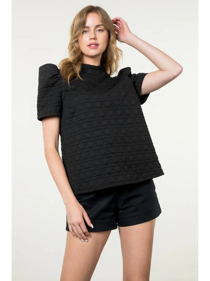 THML - Short Sleeve Textured Top - Black