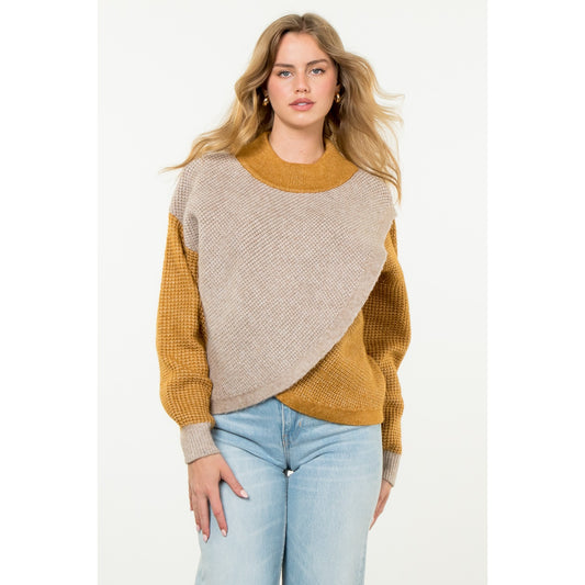 THML - Colorblock Knit Sweater - Taupe