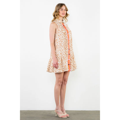 THML - Sleeveless Print Dress - Beige