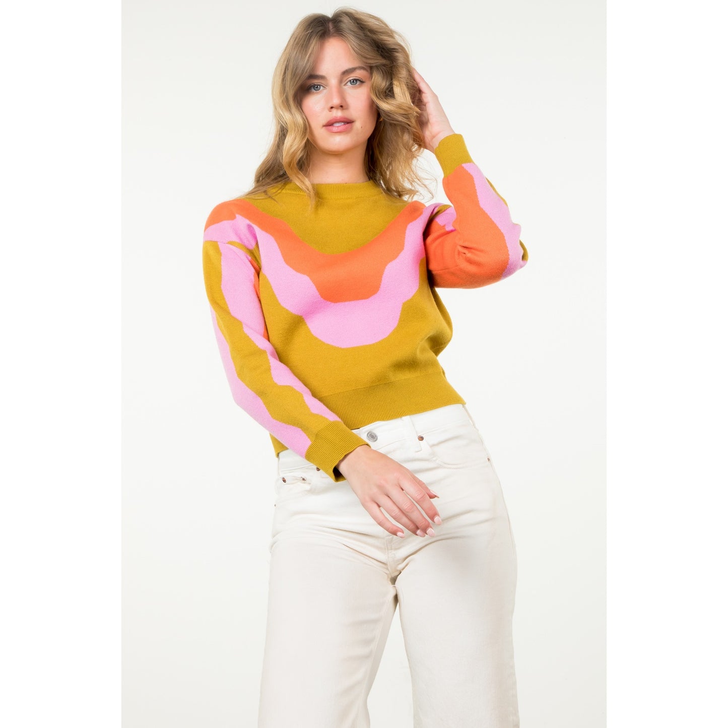 THML - Multi Color Knit Sweater - Mustard