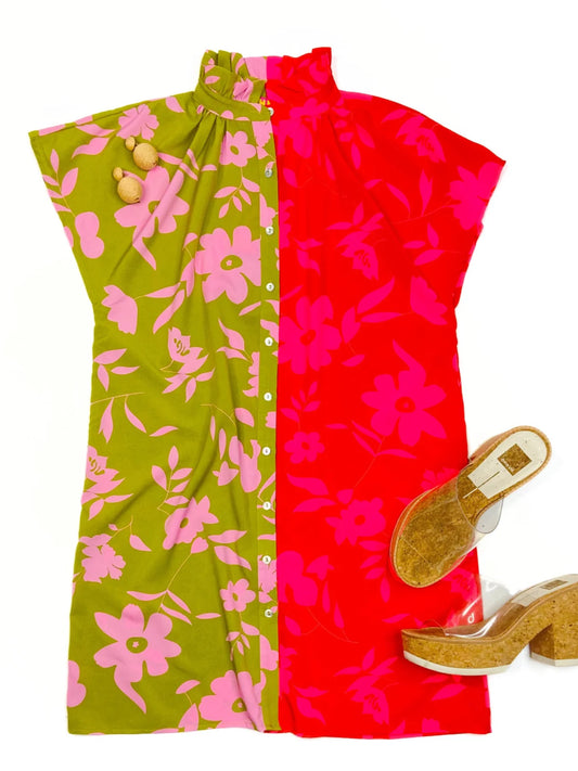 THML Colorblock Shirt Dress - Floral