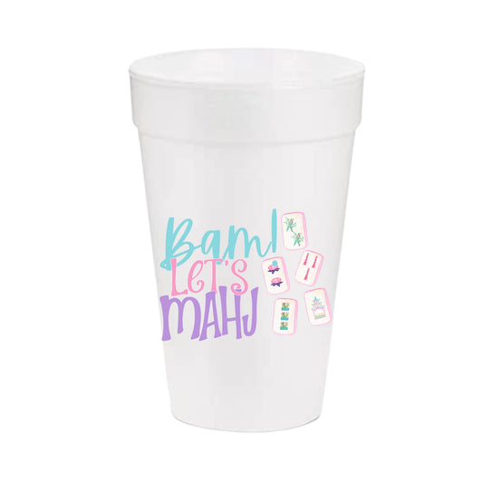 Bam Let's Mahj Styrofoam Cup | Set of 10 | 20 oz