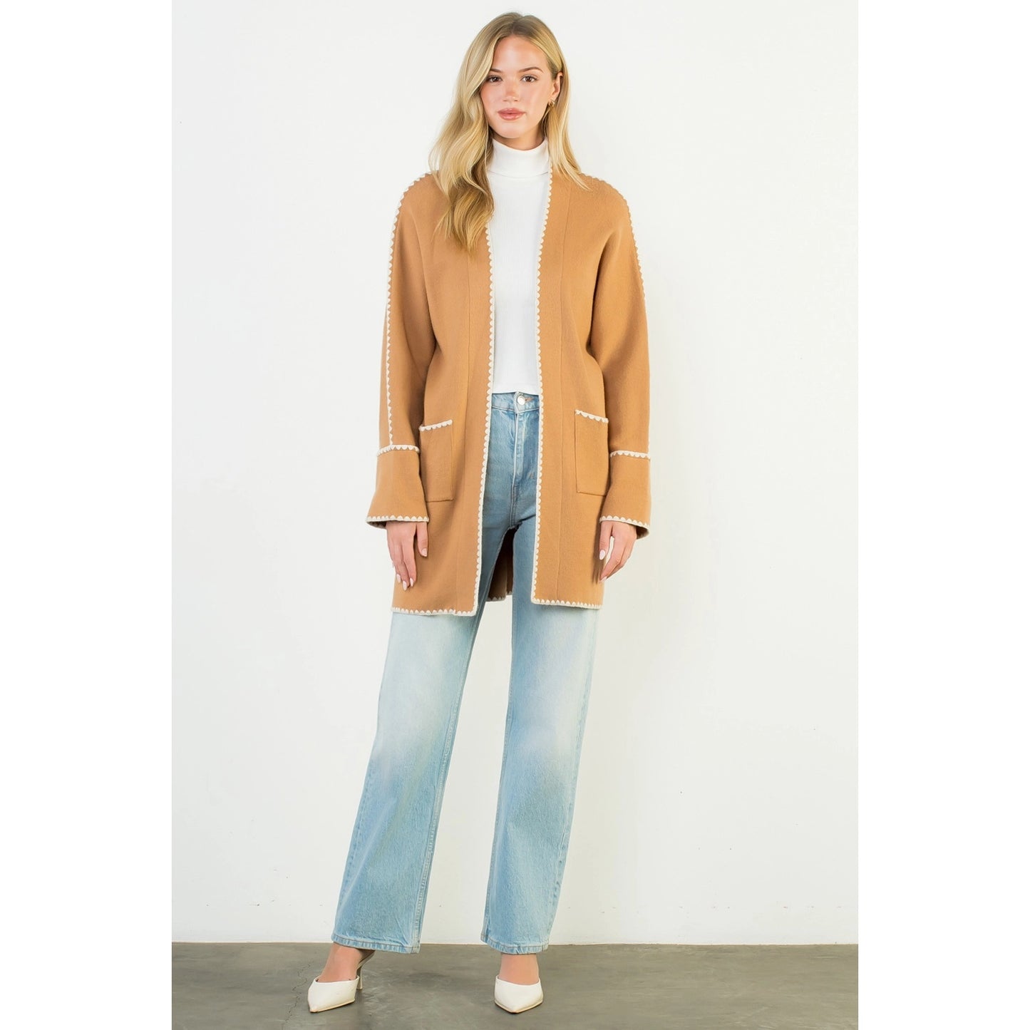 Long Sleeve Midi Cardigan - Caramel