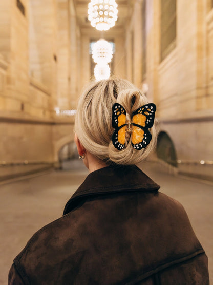 Hand-Painted Monarch Butterfly Claw Hair Clip | Eco-Friendly | Orange