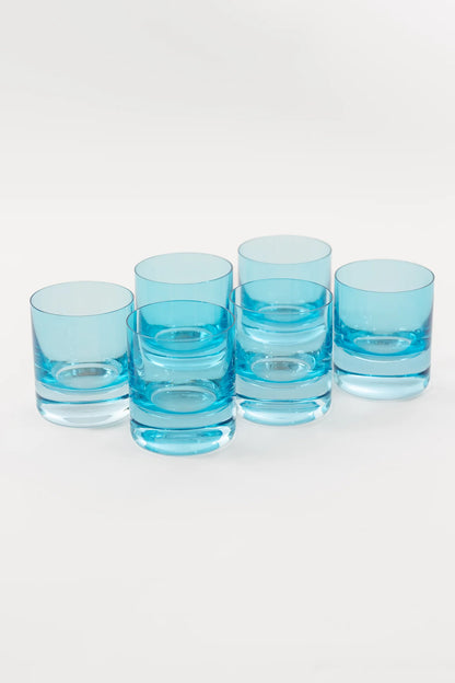 ESTELLE COLORED ROCKS GLASS - SET 0F 6 {OCEAN BLUE}