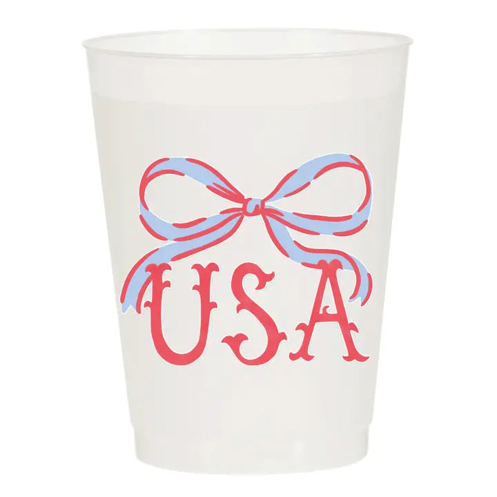 USA Bow Patriotic Frosted Cups (10)