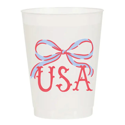 USA Bow Patriotic Frosted Cups (10)