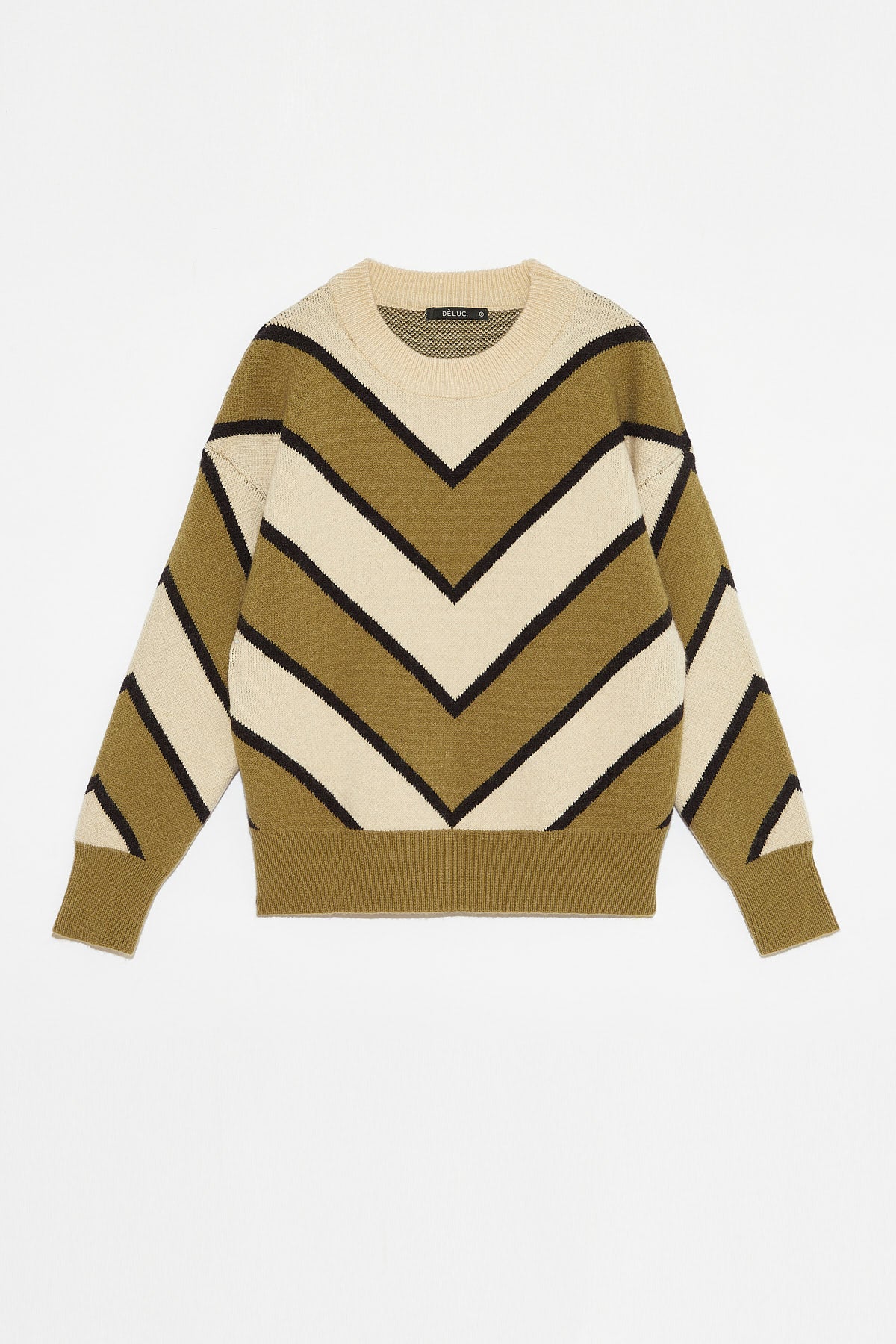 DÈLUC - Bellis Sweater - Ecru, Green & Black