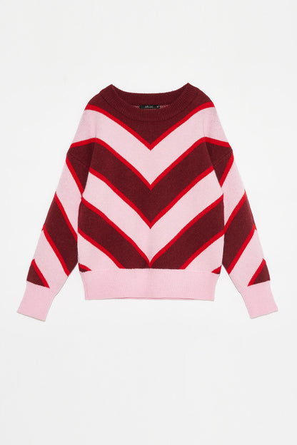 DÈLUC - Bellis Sweater - Pink, Bordeaux & Red