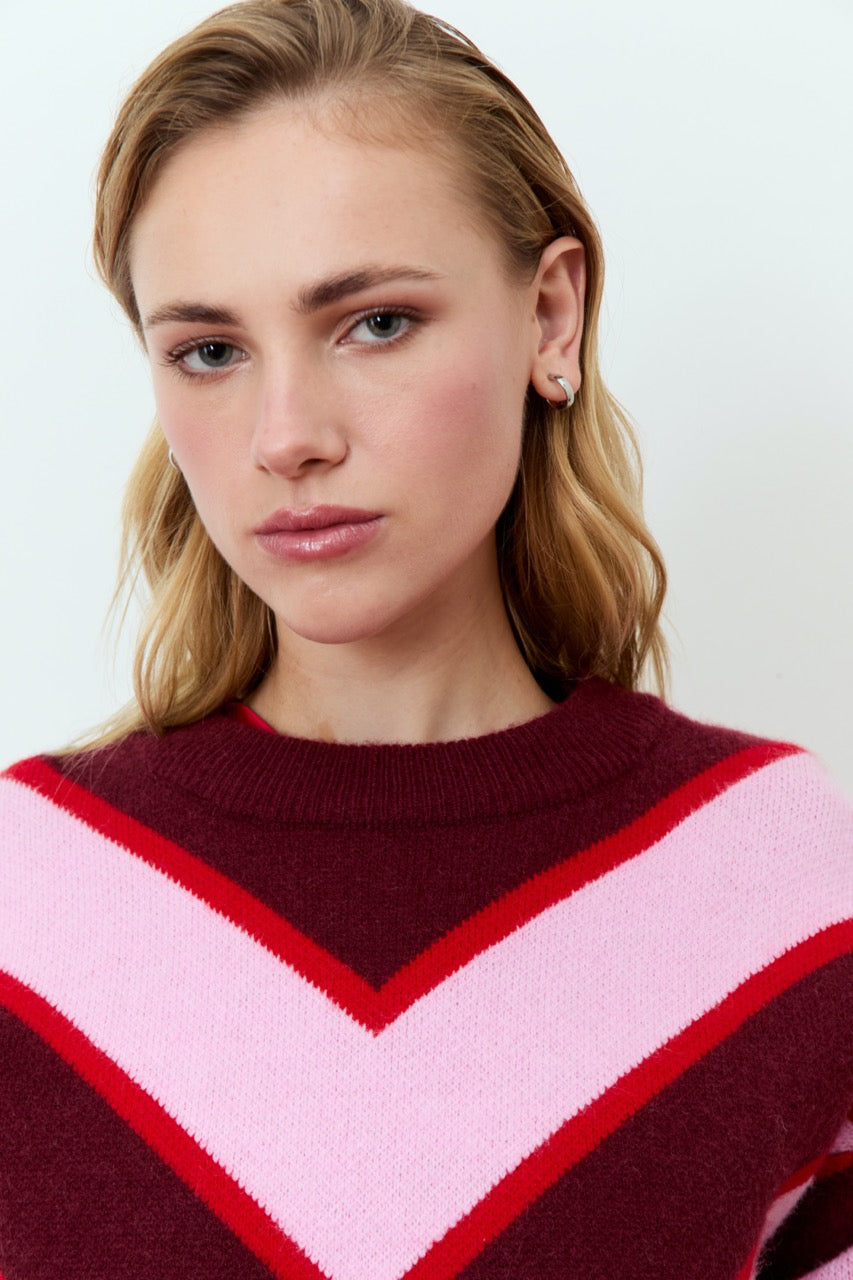 DÈLUC - Bellis Sweater - Pink, Bordeaux & Red