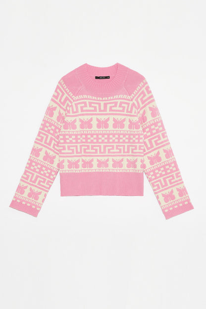 DÈLUC - Calluna Sweater - Pink & Ecru