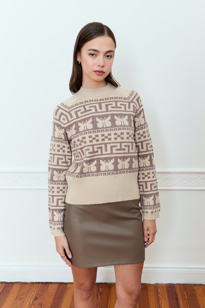 DÈLUC - Calluna Sweater - Beige Melange & Taupe