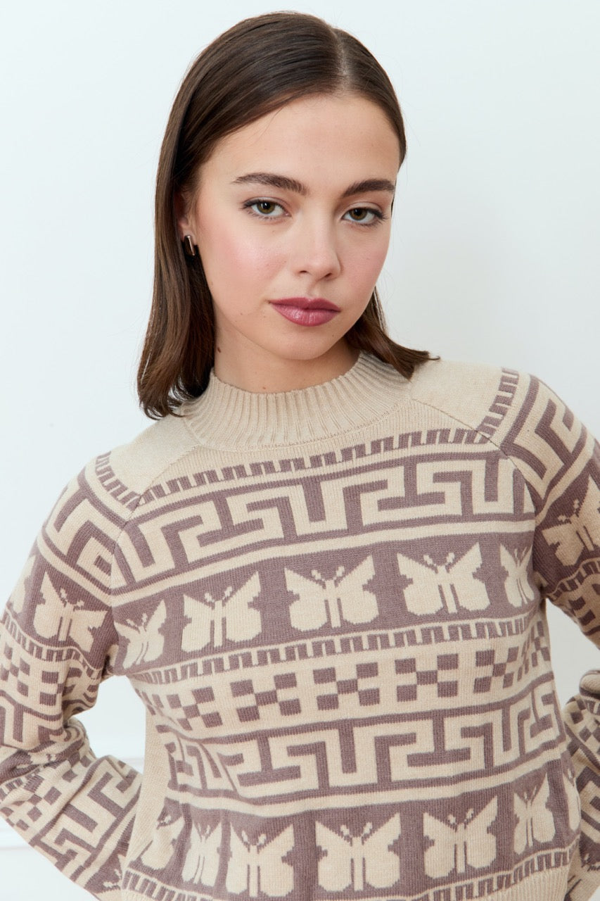 DÈLUC - Calluna Sweater - Beige Melange & Taupe