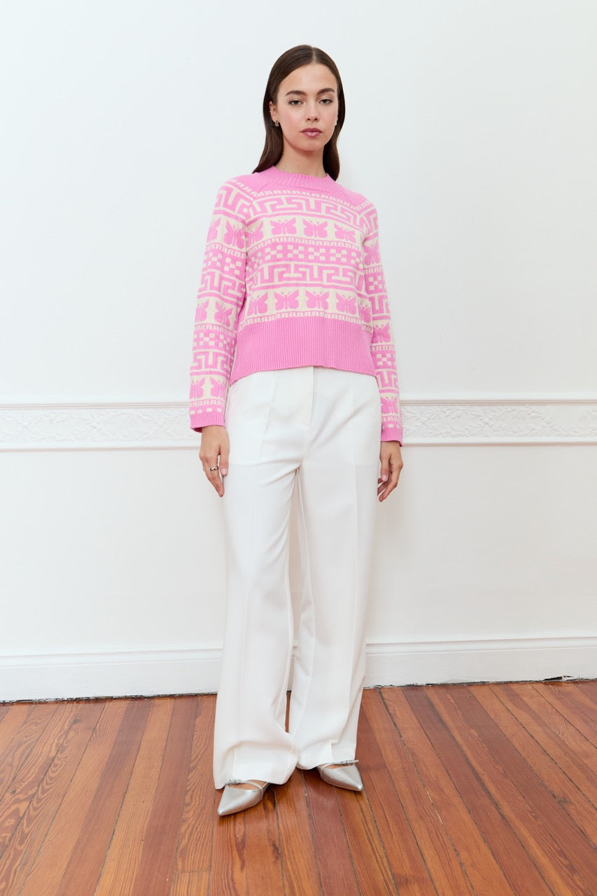 DÈLUC - Calluna Sweater - Pink & Ecru