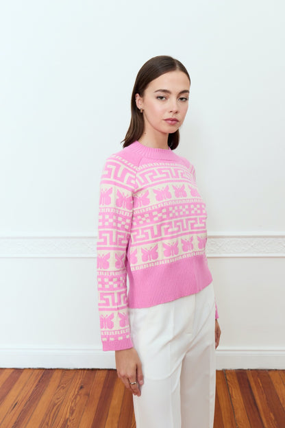 DÈLUC - Calluna Sweater - Pink & Ecru