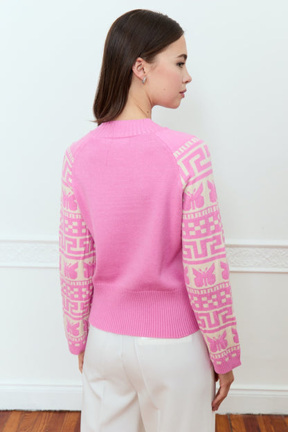 DÈLUC - Calluna Sweater - Pink & Ecru