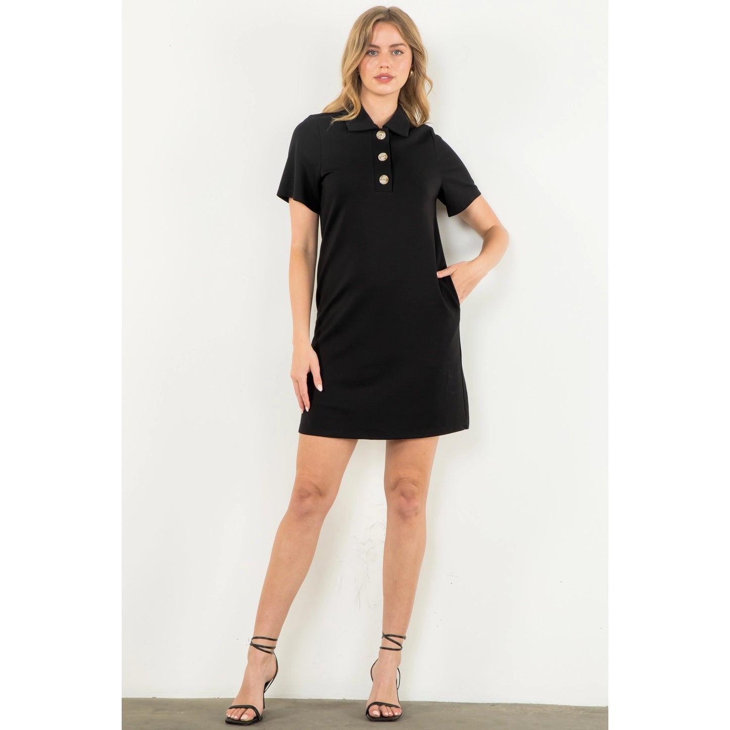 THML - Short Sleeve Midi Dress - Black