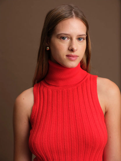 Ben Turtleneck Knit Top - Red