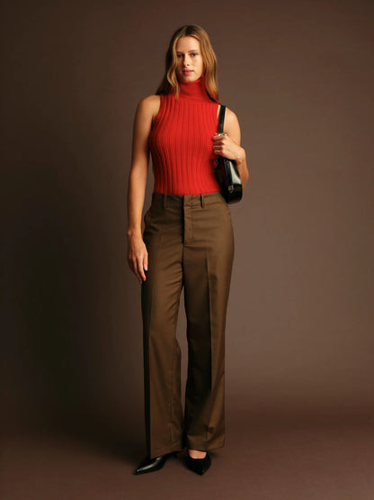 Ben Turtleneck Knit Top - Red
