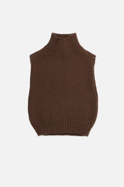 George Turtleneck Knit Vest - Chocolate