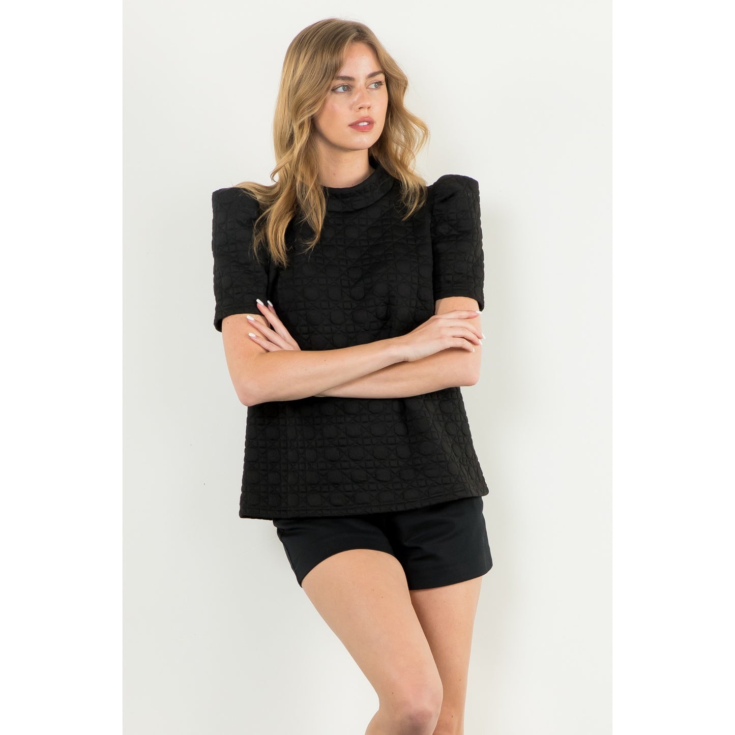 THML - Short Sleeve Textured Top - Black