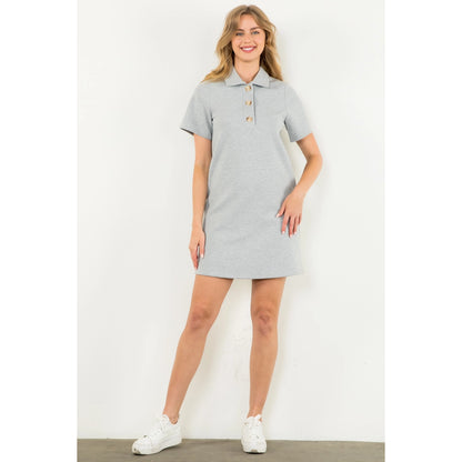 THML - Short Sleeve Midi Dress - Gray