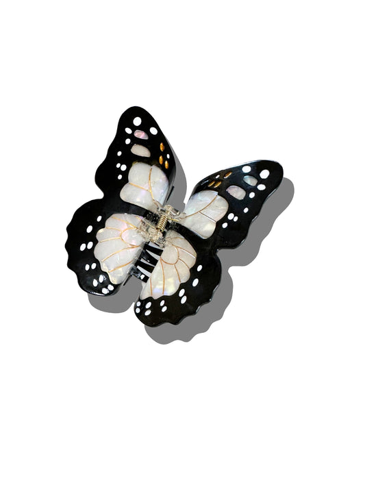 Hand-Painted Monarch Butterfly Claw Hair Clip | Eco-Friendly | White