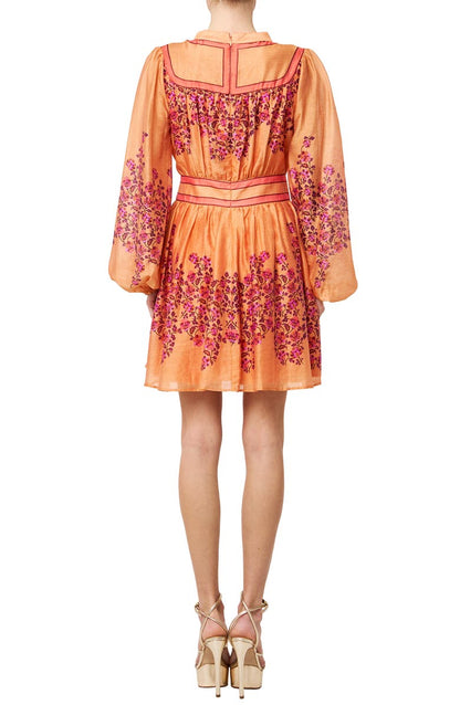 CIEBON - Leeana Engineered Floral Print Mini Dress - Coral Blush