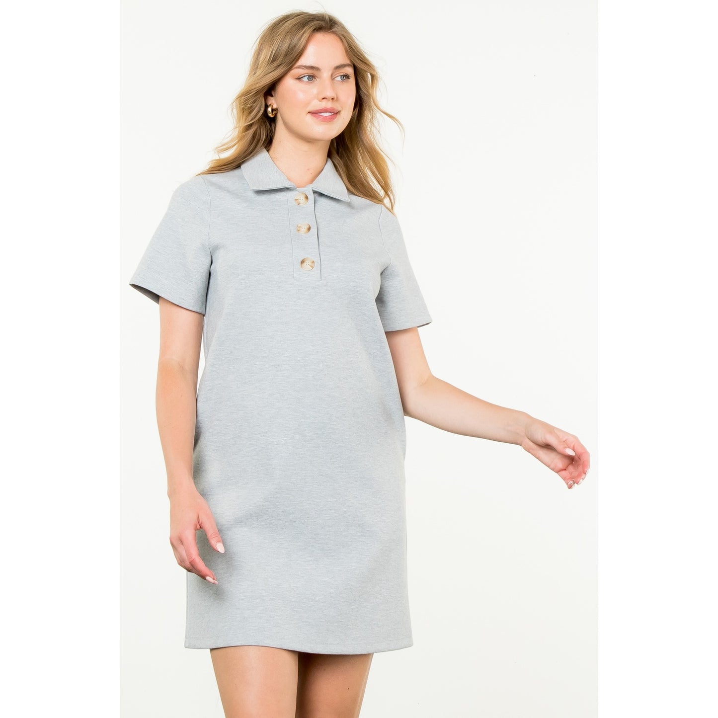 THML - Short Sleeve Midi Dress - Gray