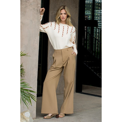 Long Sleeve Knit Sweater - Cream