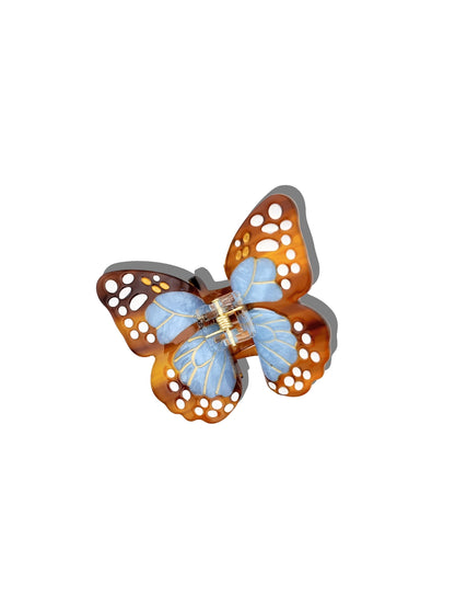 Hand-Painted Boho Monarch Claw Hair Clip | Eco-Friendly | Blue
