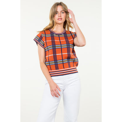 THML - Short Sleeve Plaid Top - Rust